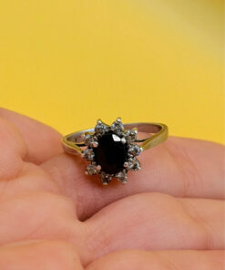 Size O 1/2 Silver Vintage Ring with Natural Sapphire
