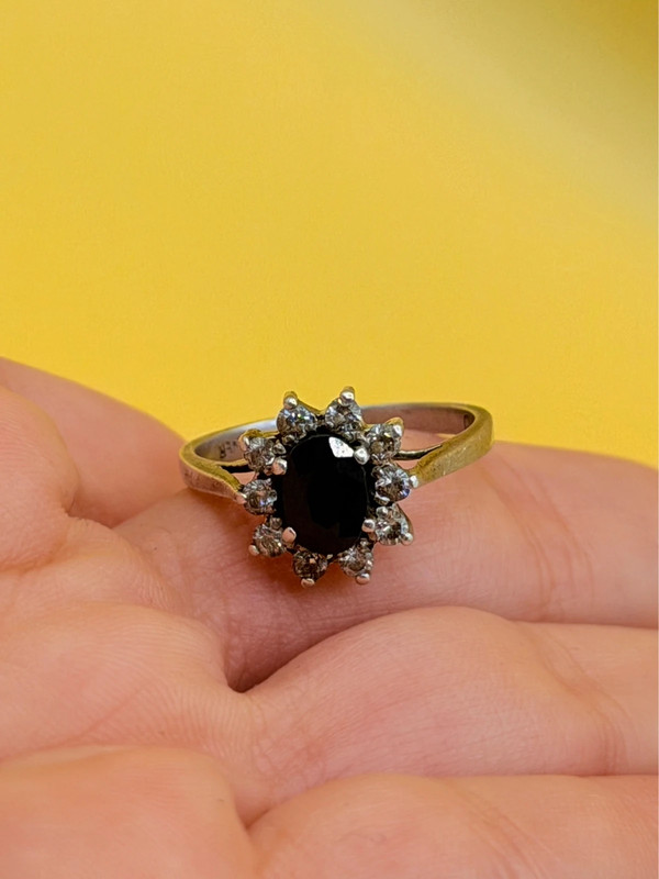 Size O 1/2 Silver Vintage Ring with Natural Sapphire#141