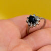 Size O 1/2 Silver Vintage Ring with Natural Sapphire#141