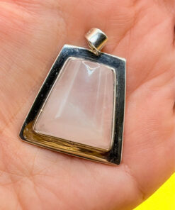 sterling silver pendant featuring a natural rose quartz #142