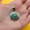 sterling silver pendant featuring a round green aventurine Mexico #142