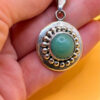sterling silver pendant featuring a round green aventurine Mexico #142