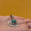 sterling silver pendant featuring a round green aventurine Mexico #142