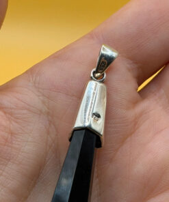 Black Natural Onyx Necklace black onyx pendant Long necklace