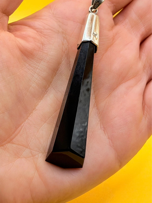 Black Natural Onyx Necklace black onyx pendant Long necklace
