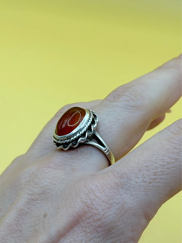 Vintage carnelian sterling silver ring Uk size N#151