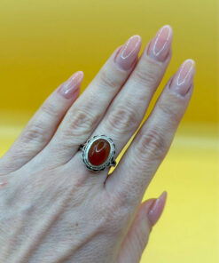 Vintage carnelian sterling silver ring Uk size N