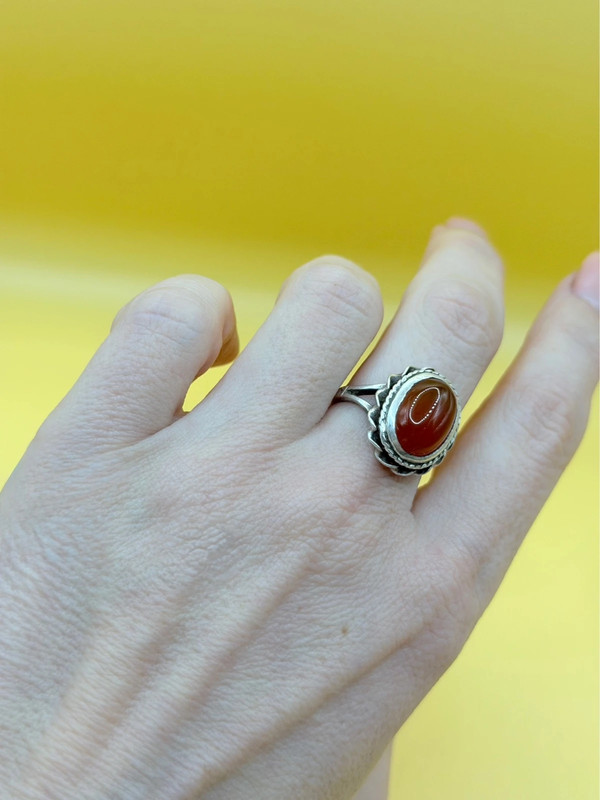Vintage carnelian sterling silver ring Uk size N#151