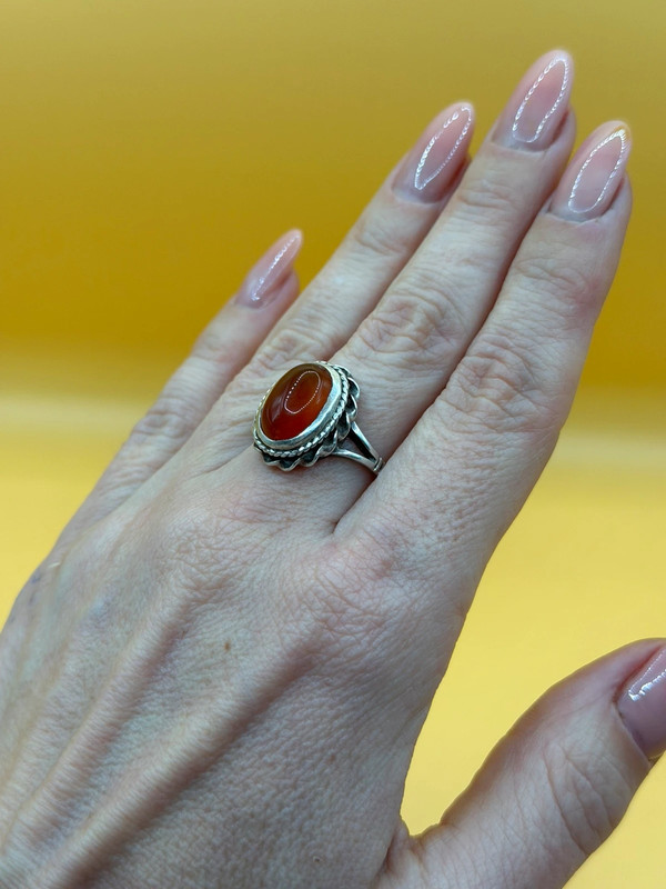 Vintage carnelian sterling silver ring Uk size N#151