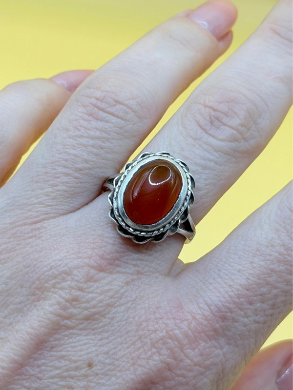 Vintage carnelian sterling silver ring Uk size N#151