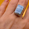 Natural Opal Square Ring UK L 1/2 silver 925#48