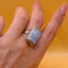Natural Opal Square Ring UK L 1/2 silver 925#48