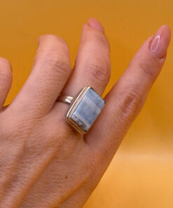 Natural Opal Square Ring UK L 1/2 silver 925