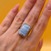 Natural Opal Square Ring UK L 1/2 silver 925#48
