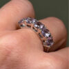 TGGC 925 Sterling Silver naturalAmethyst Half Eternity Ring -UK Size P#114