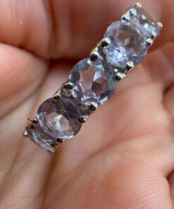 TGGC 925 Sterling Silver naturalAmethyst Half Eternity Ring -UK Size P