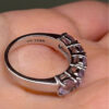 TGGC 925 Sterling Silver naturalAmethyst Half Eternity Ring -UK Size P#114
