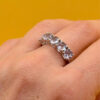 TGGC 925 Sterling Silver naturalAmethyst Half Eternity Ring -UK Size P#114