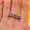 TGGC 925 Sterling Silver naturalAmethyst Half Eternity Ring -UK Size P#114