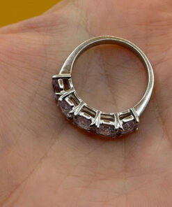 TGGC 925 Sterling Silver naturalAmethyst Half Eternity Ring -UK Size P
