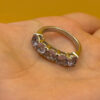 TGGC 925 Sterling Silver naturalAmethyst Half Eternity Ring -UK Size P#114