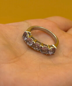 TGGC 925 Sterling Silver naturalAmethyst Half Eternity Ring -UK Size P