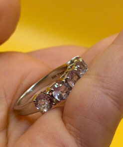 TGGC 925 Sterling Silver naturalAmethyst Half Eternity Ring -UK Size P