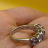 TGGC 925 Sterling Silver naturalAmethyst Half Eternity Ring -UK Size P#114