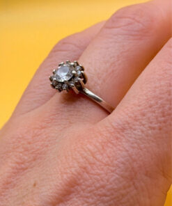Vintage silver ring Uk size with CZ N#20