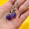 New Natural amethyst earrings, 925 silver, #20