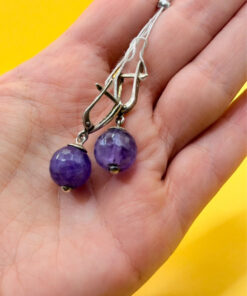 New Natural amethyst earrings, 925 silver