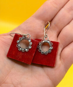 Sterling silver earrings natural coral #22