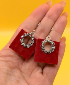 Sterling silver earrings natural coral #22
