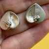 Vintage Silver, Marcasite and Mother of Pearl Heart Earrings #21