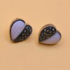 Vintage Silver, Marcasite and Mother of Pearl Heart Earrings #21