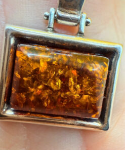 sterling silver pendant set with a genuine Baltic amber