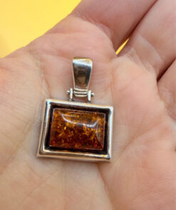 sterling silver pendant set with a genuine Baltic amber