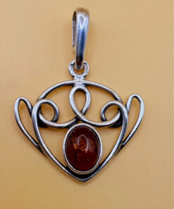 sterling silver and amber ,with a Baltic amber Vintage Pendant #147