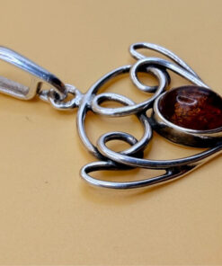 sterling silver and amber ,with a Baltic amber Vintage Pendant