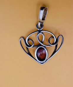 sterling silver and amber ,with a Baltic amber Vintage Pendant