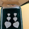Vintage shalimar New Zealand triple heart sterling silver drop earrings