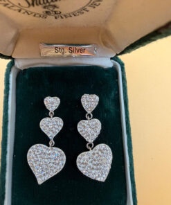 Vintage shalimar New Zealand triple heart sterling silver drop earrings