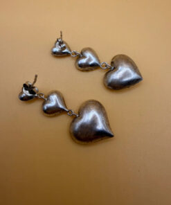 Vintage shalimar New Zealand triple heart sterling silver drop earrings