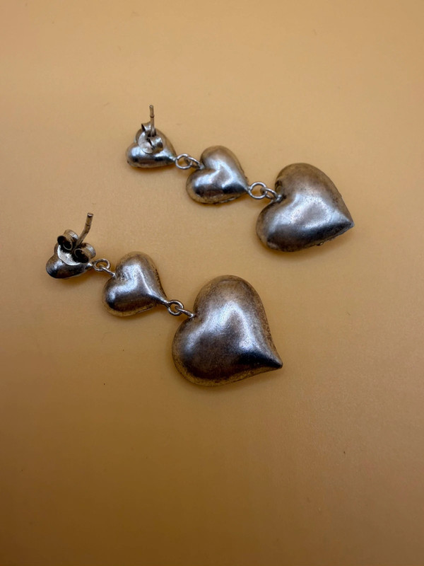 Vintage shalimar New Zealand triple heart sterling silver drop earrings