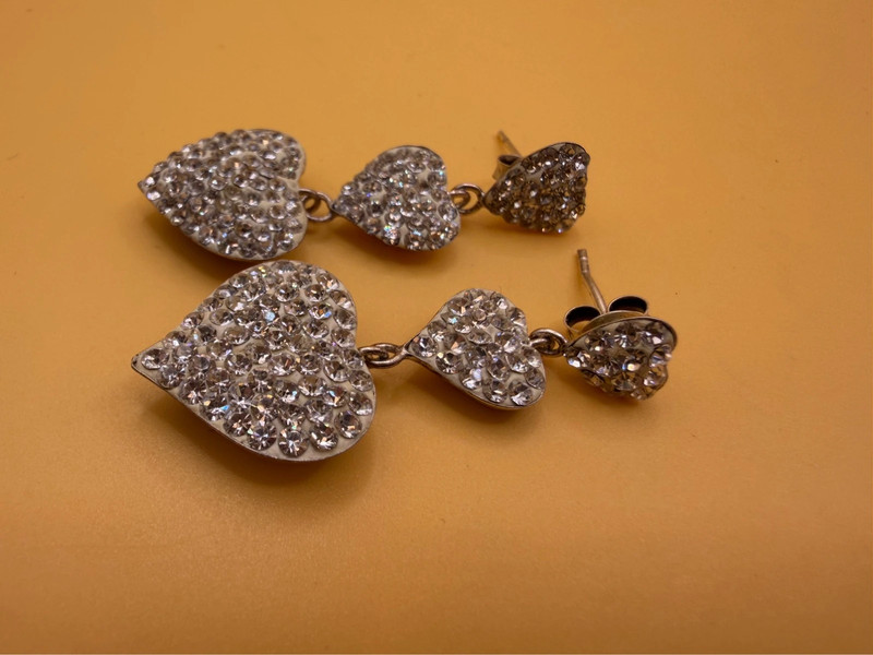 Vintage shalimar New Zealand triple heart sterling silver drop earrings