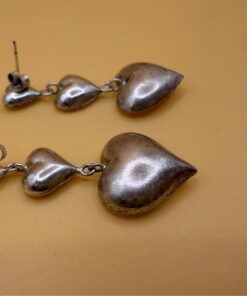 Vintage shalimar New Zealand triple heart sterling silver drop earrings