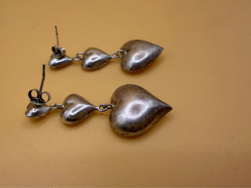 Vintage shalimar New Zealand triple heart sterling silver drop earrings