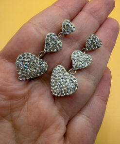 Vintage shalimar New Zealand triple heart sterling silver drop earrings