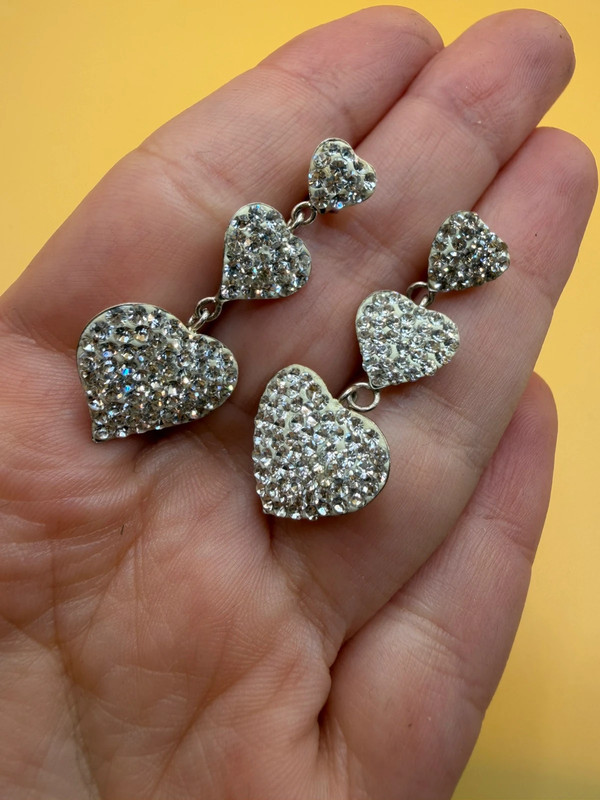 Vintage shalimar New Zealand triple heart sterling silver drop earrings