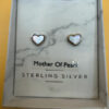 Sterling Silver Mother Of Pearl Heart Stud Earrings